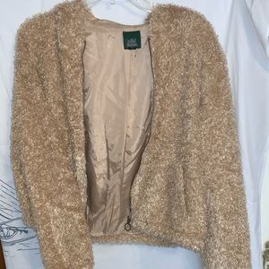 Tan fuzzy zip-up hoodie!